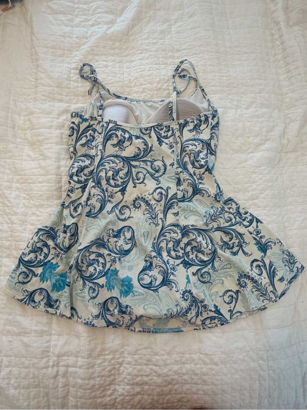 Longitude Blue And White Paisley Swimdress View 2